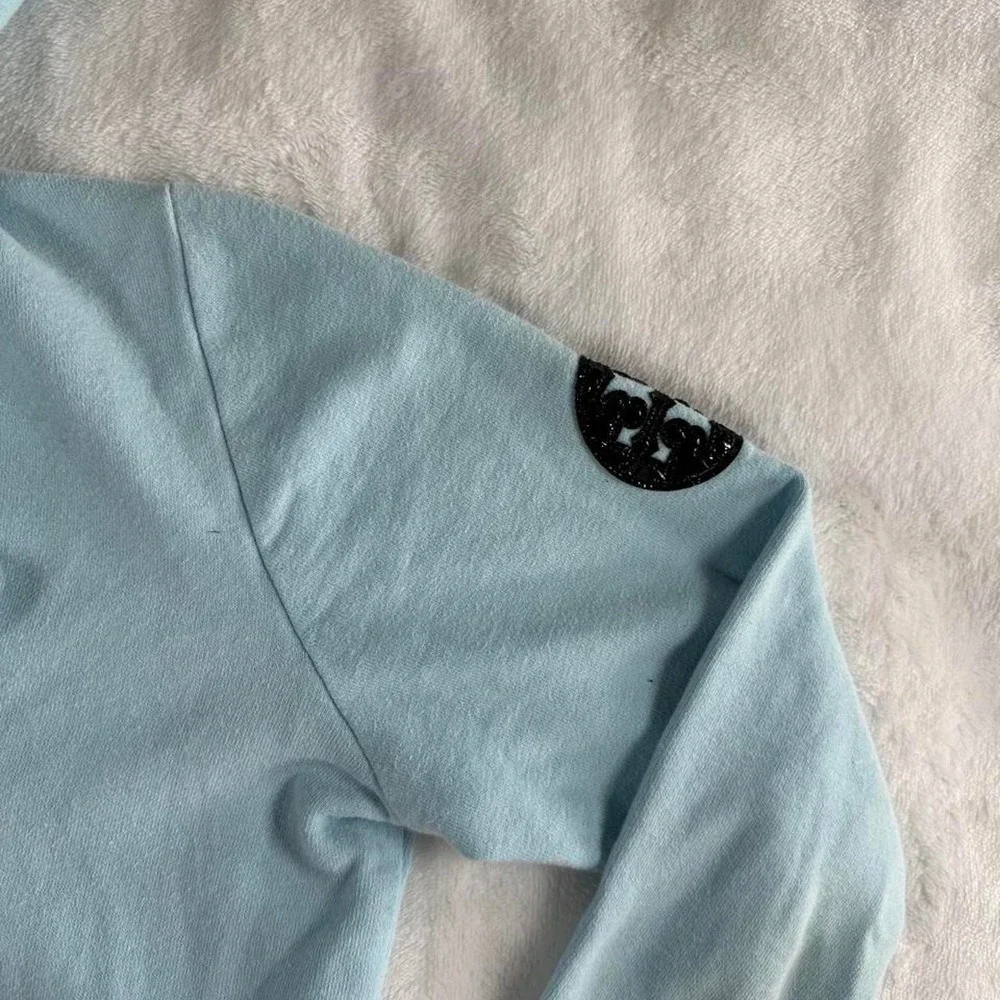 Tory Burch light blue full zip logo jacket y2k vintage mcbling